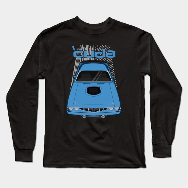 Plymouth Barracuda 1971 - Blue Long Sleeve T-Shirt by V8social